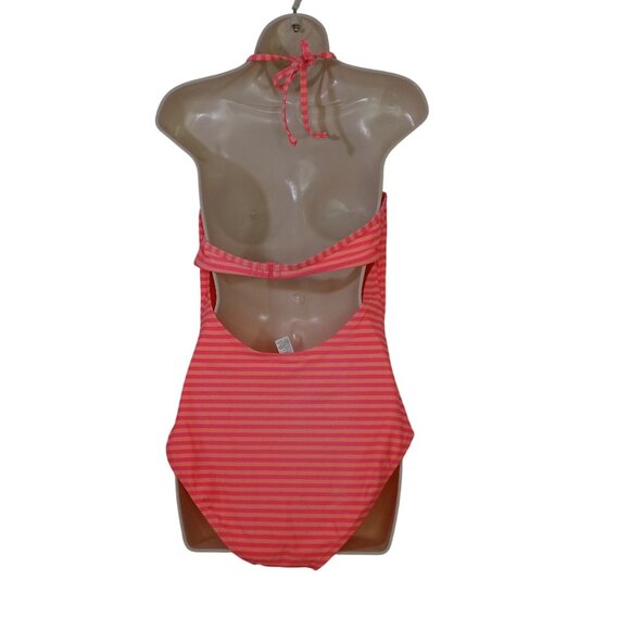 Old Navy Orange Pink Striped One Piece Swimsuit Women Size L Padded Underwire - Picture 3 of 8